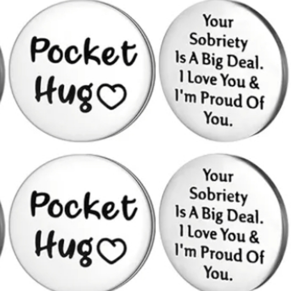 3 for $10 Silver Sobriety is A BIG DEAL double-sided Coins Pocket Hug